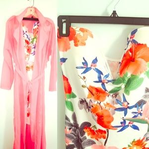 Pink Cardigan Jacket w/Floral Cocktail Dress $175